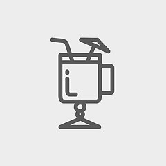 Image showing Cold ice tea with straw thin line icon