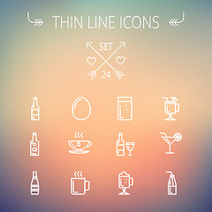 Image showing Food and drink thin line icon set