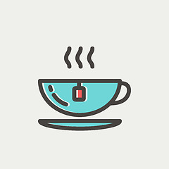 Image showing Hot tea in a cup thin line icon