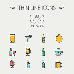 Image showing Food and drink thin line icon set