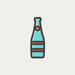 Image showing Champagne bottle thin line icon