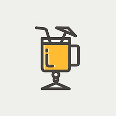 Image showing Cold ice tea with straw thin line icon