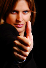 Image showing woman shows thumb