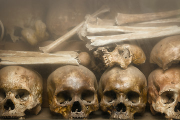 Image showing Human Bones at Tuol Sleng Genocide Museum in Cambodia