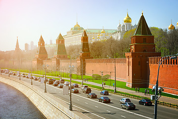 Image showing Beautiful, Onion-Domed Structures of the Kremlin in Moscow, Russ