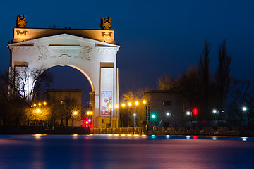 Image showing Evening view of first lock Volga-Don Canal named after Lenin, Volgograd