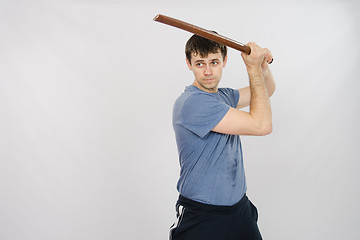 Image showing Athlete kick stick