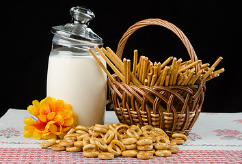 Image showing Still life with drying milk sweet straw