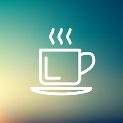 Image showing Cup of hot coffee thin line icon