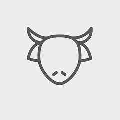 Image showing Cow head thin line icon