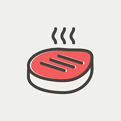 Image showing Grilled steak thin line icon