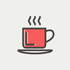 Image showing Cup of hot coffee thin line icon