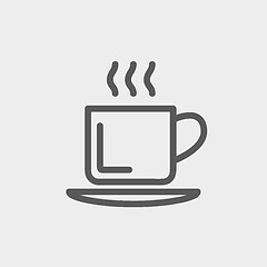 Image showing Cup of hot coffee thin line icon