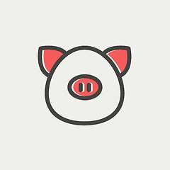 Image showing Pig face thin line icon