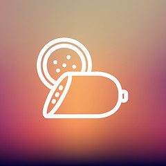 Image showing Sliced sausage thin line icon
