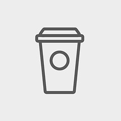 Image showing Disposable coffee cup thin line icon