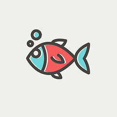 Image showing Little fish thin line icon