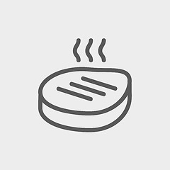 Image showing Grilled steak thin line icon