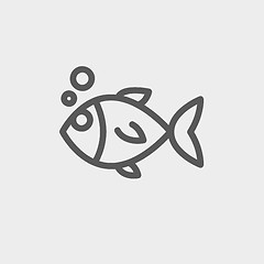 Image showing Little fish thin line icon