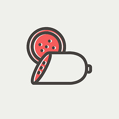 Image showing Sliced sausage thin line icon