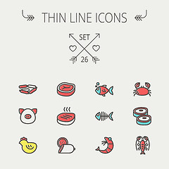 Image showing Food and drink thin line icon set