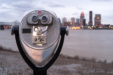 Image showing Pay to View Public Magnifying View Binoculars Riverside Park