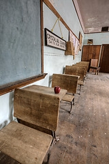 Image showing Abandoned School House red apple