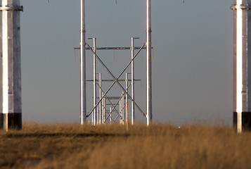 Image showing Silver metal power lines