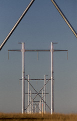 Image showing Silver metal power lines