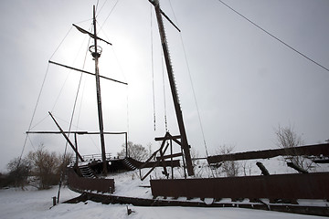 Image showing Old Abandoned rusty Sailboat