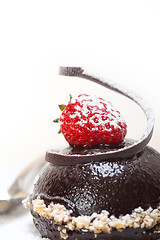 Image showing fresh chocolate strawberry mousse 