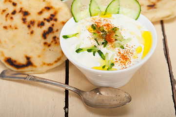 Image showing Arab middle east goat yogurt and cucumber salad 