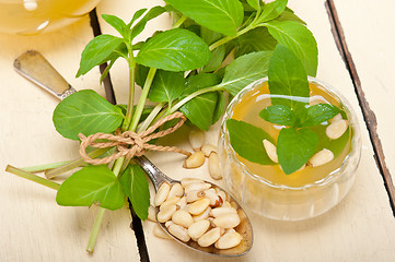 Image showing Arab traditional mint and pine nuts tea