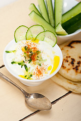 Image showing Arab middle east goat yogurt and cucumber salad 