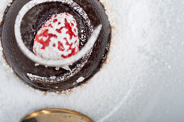 Image showing fresh chocolate strawberry mousse 