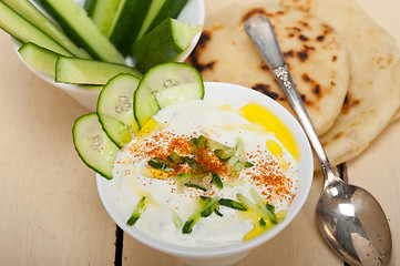 Image showing Arab middle east goat yogurt and cucumber salad 