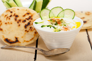 Image showing Arab middle east goat yogurt and cucumber salad 