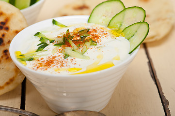 Image showing Arab middle east goat yogurt and cucumber salad 