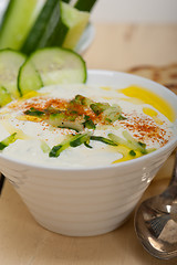 Image showing Arab middle east goat yogurt and cucumber salad 