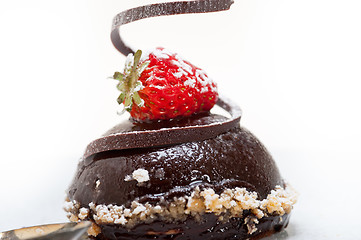 Image showing fresh chocolate strawberry mousse 