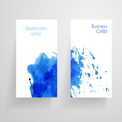 Image showing Watercolor cbusiness card template. 