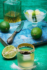 Image showing refreshing cocktail made of rum and lime with ice