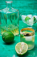 Image showing refreshing cocktail made of rum and lime with ice