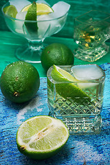 Image showing refreshing cocktail made of rum and lime with ice