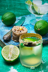 Image showing refreshing cocktail made of rum and lime with ice