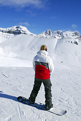 Image showing Mountains snowboarding