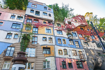 Image showing VIENNA, AUSTRIA - SEPTEMBER 30, 2008 Colorful facade of the famous Hundertwasserhaus in Vienna, Austria