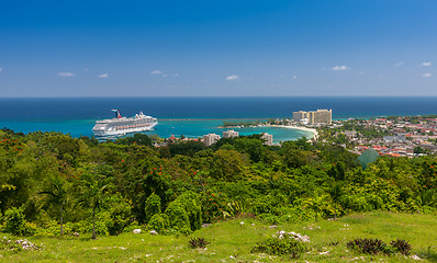 Image showing Caribbean beach on the northern coast of Jamaica, near Dunn\'s River Falls and town Ocho Rios.