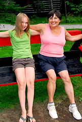 Image showing Family on swings