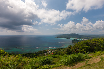 Image showing Caribbean beach on the northern coast of Jamaica, near Dunn\'s River Falls and town Ocho Rios.